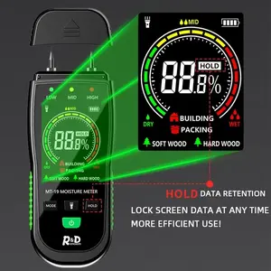 MT-19木材水分メーターカラースクリーン壁ペーパーボード湿度検出器セメントレンガ水分含有量テスターNo 1年 - Product Image 2