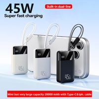 TDX TD2 15W/27W/36W/45W Typ-C Schnellladung 20000mAh Li-Polymer-Akku Mini Transparente Tragbare Powerbank 2-in-1-Kabel Digital