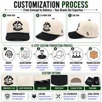 Casquette de golf à cinq panneaux, design brodé personnalisé, haute qualité, faible MOQ, visière incurvée, fermeture réglable, respirante, légère, unisexe