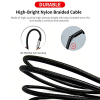 Câble de charge multi-prise 3 en 1, court, universel, USB, avec porte-clés, pour voyage, portable, en nylon tressé, avec logo LED