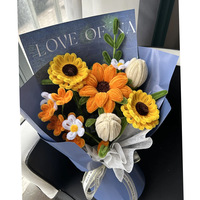 Bouquet de tournesols et de tulipes roses faits main en fil de fer, bouquet de fleurs torsadées pour la fête des Mères