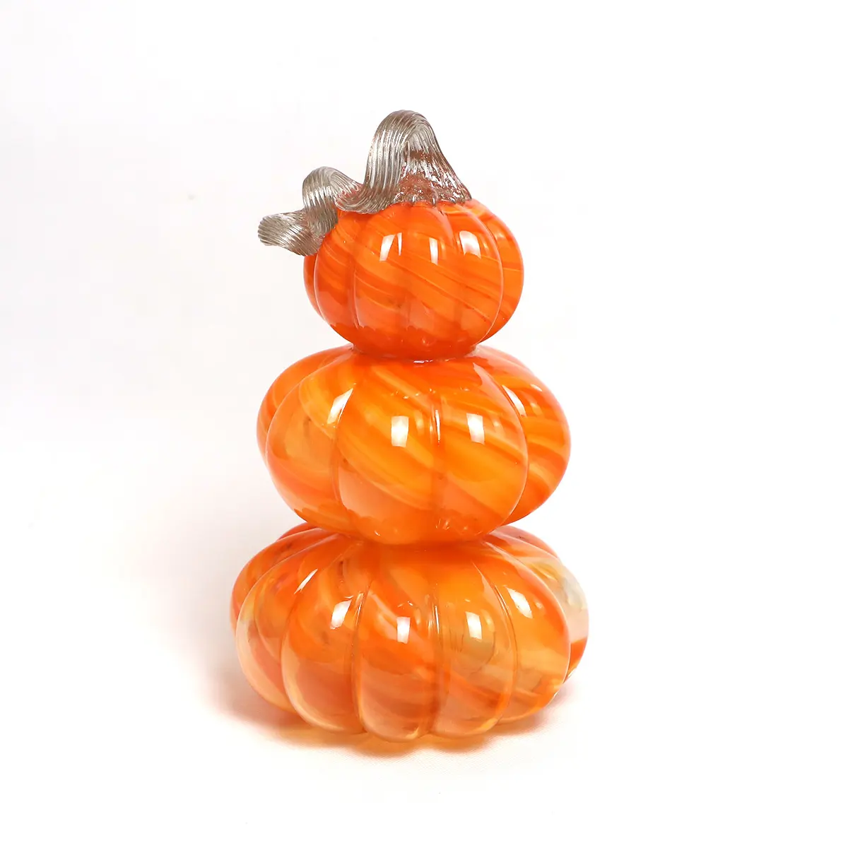 Red and Gold Halloween Festival Pumpkin Murano Glass Mouthblown For Home Decoration