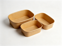 Contenants alimentaires en papier kraft multi-tailles - Bols jetables carrés et octogonaux avec couvercles pour repas, salades et desserts