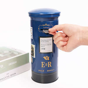 新しいレトロなブリキ製英国郵便ポスト貯金箱、子供向けの創造的なギフトオーナメント - Product Image 3