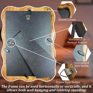 Cadre photo en bois rétro de style européen classique, petit format, pour salon, mariage, bureau, décoration vintage pour la maison - Product Image 3