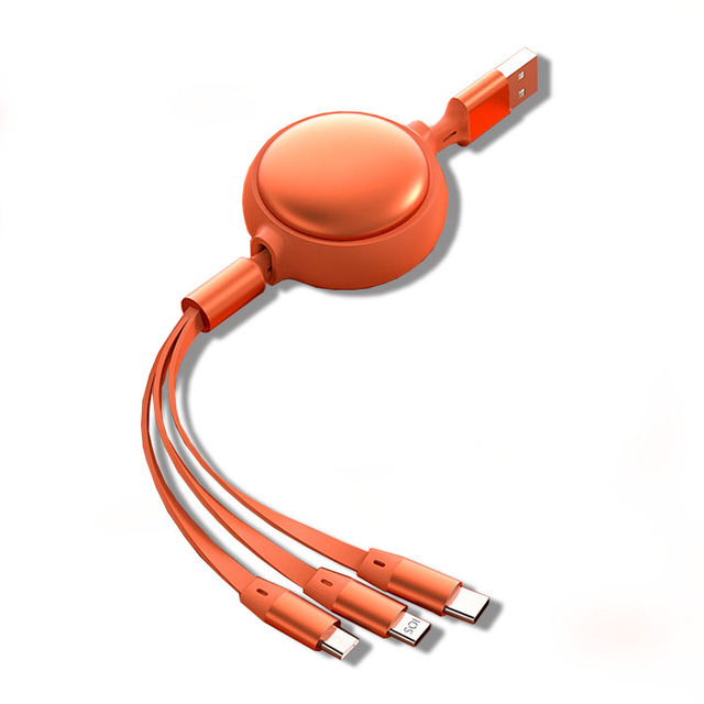 New Retractable Hidden 3 in 1 Fast Charging Cable  USB Type Charging Cable  1  to 3  Suitable for  Various Models
