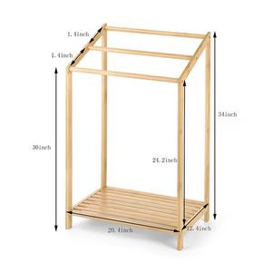 Bamboo Towel Rack 3 Tier <b>Freestanding</b> Storage Shelf With Organizer For Bathroom - Product Image 3