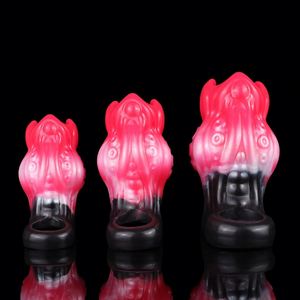Monster Red Penis Sleeve, Fantasy Liquid Platinum Silicone Extender, Thick Textured Cock Sleeve Men Couples, Sex Toy for Man - Product Image 2