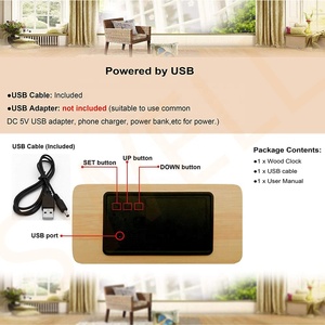 Trang Trí Nội Thất Đồng Hồ Retro Bàn Để Bàn Đèn Ngủ Đồng Hồ Báo Thức Kỹ Thuật Số Bằng Gỗ Với Chức Năng Báo Lại - Product Image 2
