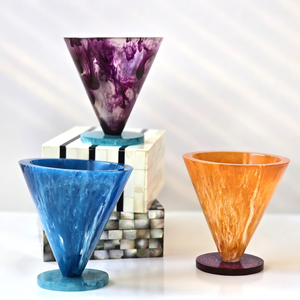 Juego de 3 jarrones de resina nórdicos modernos de lujo, bicolor naranja y azul, decoración de mesa de doble tubo - Product Image 2