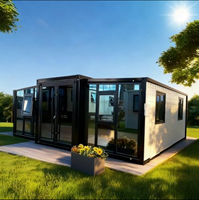 Maison conteneur de luxe extensible, maison modulaire préfabriquée moderne avec conception à double aile pour habitation résidentielle