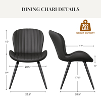 Chaises de salle à manger modernes d'extérieur en tissu avec dossier confortable, rembourrage épais et coussin doux, hauteur 19 pouces, en métal pour salon