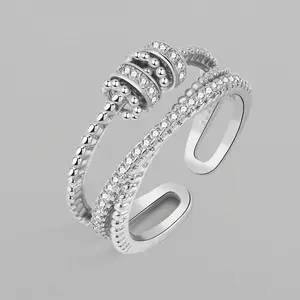 Nieuwe Mode Kristal Zirkoon Ringen Zoete Verstelbare Open Ringen Vrouwelijke Bruiloft Verloving Sieraden Cadeau