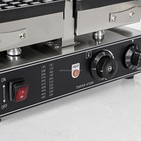 Gaufrier électrique professionnel belge 2 tranches carrées antiadhésif avec fonction œufs et crêpes pour hôtels et usage domestique