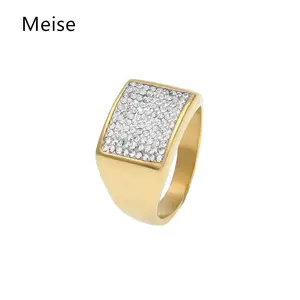 Yiwu Meise Hip Hop Ring Stainless steel ring Color-preserving electroplated diamond men's ring Hip Hop Jewelery