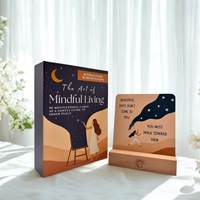 Jeu de cartes personnalisables d'affirmations de gratitude avec support en bois pour présentation sur table de chevet