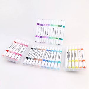 MONDOF 36 Colors Dual Tip Acrylic Marker Pen Set with Bullet Nib 4MM Fine Tip Customizable Pastel Colors for <b>Drawing</b> China - Product Image 4