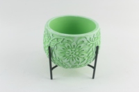 Pots de fleurs ronds de couleur verte bon marché VASE de style européen avec décoration de bureau de jardin et de bureau en ciment