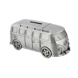 2024 New Van Mini Xe Buýt Hộp Tiền Ngân Hàng Kim Loại Pewter Chất Liệu