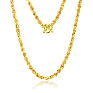 Collier ras du cou Xinfly en or jaune pur 24 carats 999, style tendance, chaîne torsadée pour mariages, cadeaux, fiançailles, fêtes - Product Image 1
