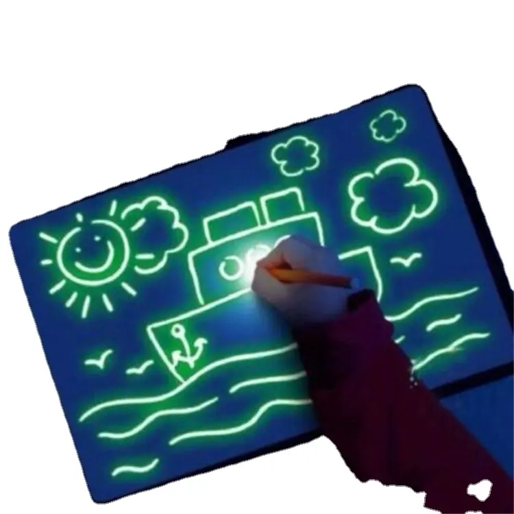DM draw with light fun 3D fluorescent drawing board for kids-educational toy 3D magic drawing board pad