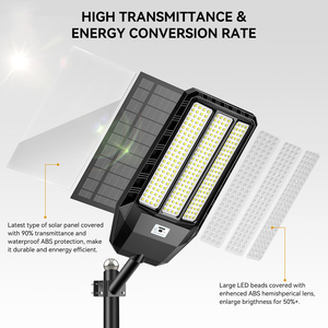 Lampe solaire à détection de mouvement HYKENTE TW024C, IP65, LED, télécommande, intensité réglable, 276 LED SMD 5054, super lumineuse, pour usage extérieur - Product Image 3