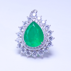 Collar de Cadena de Cuerda de Silicona con Colgante de Circonita en Forma de Pera de 12x16 mm para Mujer, Estilo Ejecutivo/Profesional - Product Image 1