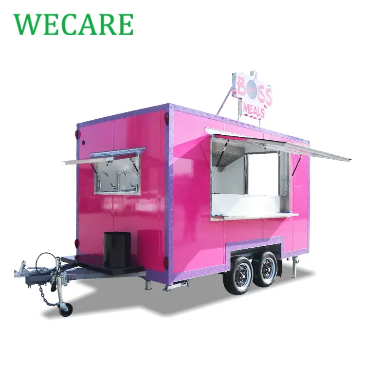 WECARE Multi-função de carrinhos de café reboque comida móvel, carrinho de comida sorvete mini caminhão de alimentos