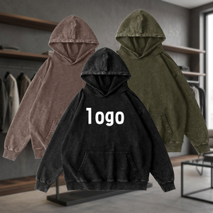 Oem Brand Streetwear Heavy Washed Acid Wash Oversized Vintage <b>Men</b> Heavyweight French Terry Lined 100% Cotton 350 GSM Custom - Product Image 6