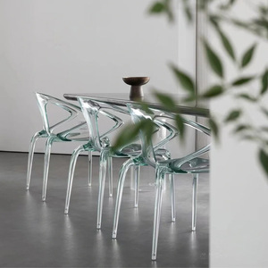Modern Style Ergonomic Acrylic <strong>Dining</strong> <strong>Chair</strong> with Handrail <strong>Stackable</strong> Plastic Backrest for Home or Hotel Use - Product Image 3