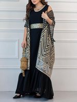 Robe musulmane Femme Abaya Kaftan Caftan Marocain Ramadan 2024 Robe Loose Ladies Plus Size Womens Clothing Two Piece Abaya Set