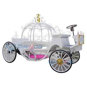 Chariot de Mariage Style Citrouille Blanc à 4 Roues pour Centre de Table – Prix de Gros - Product Image 2
