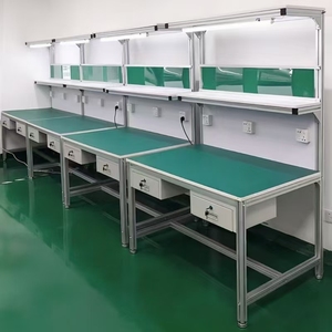 Banco de Trabajo de Aluminio para Carpintería, Banco de Ensamblaje de Doble Capa, Mesa de Operaciones Iluminada con Cajones - Product Image 1