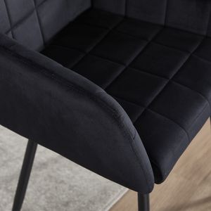 Ensemble de 2 chaises de salle à manger DB Midcentury confortables chaises de cuisine rembourrées en velours avec accoudoirs faciles - Product Image 6