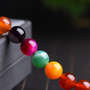 ลูกปัดอาเกตลายแถบสีธรรมชาติขนาด4-10มม. สำหรับทำสร้อยข้อมือ