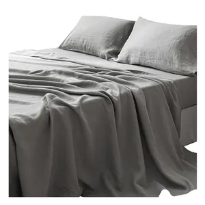 Stripe White King Juego de sábanas y fundas de almohada de satén de lujo Juego de sábanas de algodón egipcio 500TC de 4 piezas