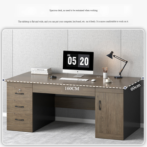 Bureau de travail <span class=keywords><strong>avec</strong></span> tiroirs et armoire de rangement, bureau d'ordinateur moderne en bois, petit mobilier de bureau à domicile, poste de travail - Product Image 2