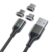 Cable de Carga Magnético USB 3 en 1 al por Mayor, Carga Rápida de 3A, Trenzado de PVC/Nylon, OEM para Smartphones iOS y Android