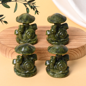 งานแกะสลักด้วยมือจากหยกธรรมชาติรูปเห็ดหอยทาก สำหรับตกแต่ง - Product Image 4