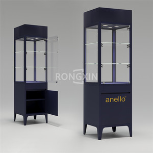 Design personalizzato moderno vetro temperato MDF orologio in legno vetrina con luce a LED per la decorazione di negozi e centri commerciali - Product Image 2