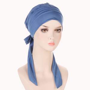 Foulard long en <span class=keywords><strong>coton</strong></span> pour femme, bandeau, turban, bonnet de chimiothérapie, bonnet de sommeil, bonnet beanie, vente en gros - Product Image 6