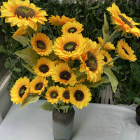 S0335 Tournesol en soie de luxe Décoration de mariage Faux fleurs du soleil Fleurs artificielles Tournesol artificiel jaune