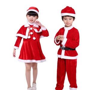 <b>Santa</b> Claus Costume Children Red Cotton Christmas Outfit Performance Wear For Kids - Product Image 5