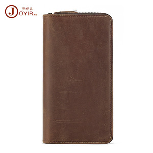 Joyir Men's Genuine Leather Long <b>Wallet</b> Brown Zippered Large Capacity Card <b>Holder</b> Clutch Everyday Use - Product Image 5