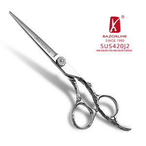 Khắc lồi cạnh thép không gỉ chuyên nghiệp thợ cắt tóc tóc <span class=keywords><strong>Shears</strong></span> Ergonomic xử lý bóng mang căng thẳng hệ thống đặt hàng số lượng lớn - Product Image 4