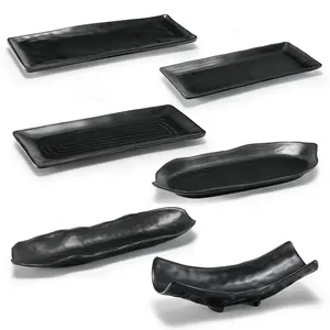 Creative Multiple Shape Black Melamine Plates Bulk Melamine Dinner Plates Eco-Friendly Serving Plates