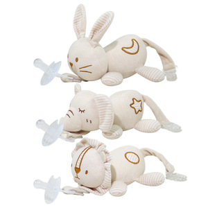 Organic Cotton Cute Animal Soft Smoother Baby Pacifier Toy Baby Pacifier Anti Drop Chain <b>Doll</b> with Detachable Pacifier Clip - Product Image 2