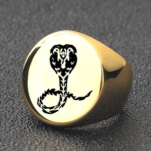 Bague Serpent Cobra 22mm Ronde en Acier Doré Bijou de Mode pour Homme Cadeau Design Géométrique Animal - Product Image 2