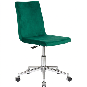 Silla de Oficina Giratoria Moderna de Terciopelo, Base en Estrella Cromada, Estructura de Acero Inoxidable, Elevación a Gas, Respaldo Sólido, Sin Reposabrazos/Reposacabezas, Uso en Oficina/Hogar - Product Image 1