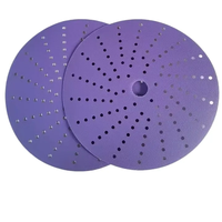 Disque de ponçage multi-trous violet de 6 pouces, papier abrasif à crochets et boucles pour ponçage à sec de peinture automobile, métal et bois
